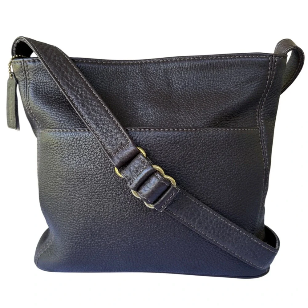 VINTAGE COACH Sonoma Pocket Zip Crossbody Legacy Bag, Pebbled Brown Leather